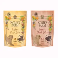 Лакомства Rosie's Farm пробна опаковка - 2 x 70 г Mini Steak Bites: пилешко, говеждо