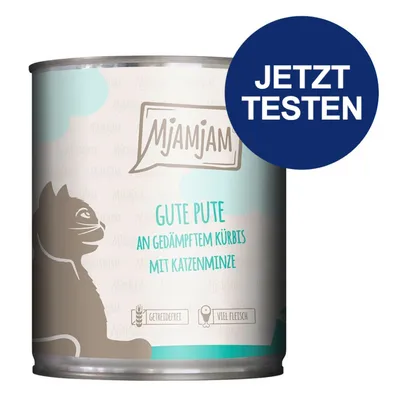 Mjamjam Katzenfutter: Gute Pute an gedämpftem Kürbis mit Katzenminze. Getreidefrei, viel Fleisch. Jetzt testen.