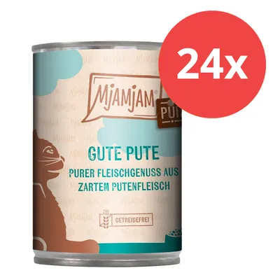 MjAMjAM Gute Pute, purer Fleischgenuss aus zartem Putenfleisch, getreidefrei. 24x Dose.