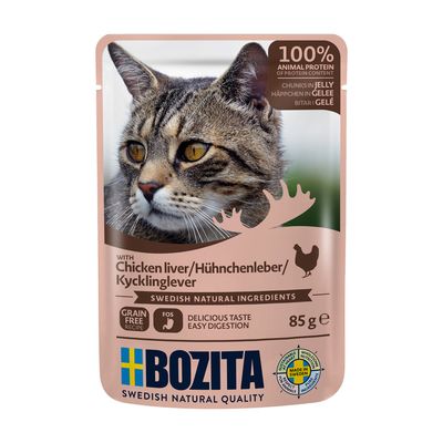 Bozita Häppchen in Gelee Pouch 12 x 85 g Hühnchenleber
