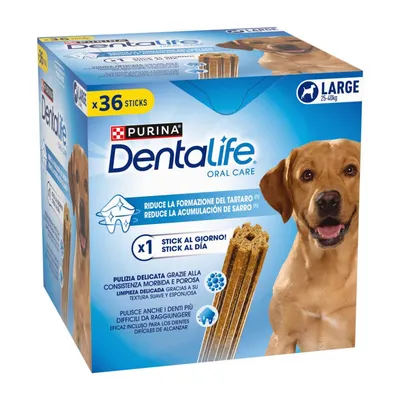 PURINA Dentalife Tägliche Zahnpflege-Snacks für grosse Hunde (25-40 kg) - 36 Sticks  (12 x 106 g)