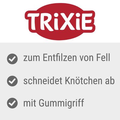 TRIXIE. Zum Entfilzen von Fell, schneidet Knötchen ab, mit Gummigriff.