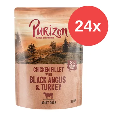 Purizon Chicken Fillet with Black Angus & Turkey, 45% Chicken Fillet, für ausgewachsene Hunde, 300g, 24x Packung.