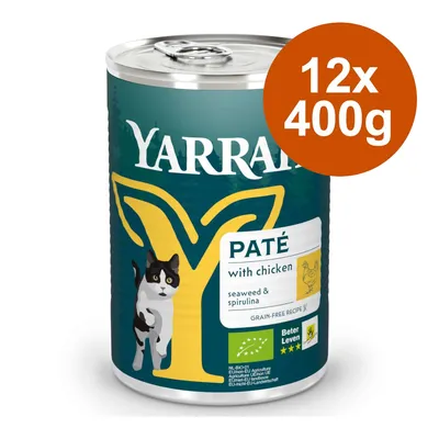 Yarrah Paté mit Huhn, Algen und Spirulina. Getreidefreie Rezeptur. Bio-Zertifikat NL-BIO-01. Beter Leven 3 Sterne. Packungsgrösse: 12x400g.