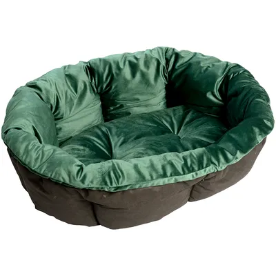 Ferplast Cesta-sofà Siesta Deluxe nera con rivestimento velluto verde - Set Tg. 10: L 96 x P 71 x H 32 cm (cesta + rivestimento + piedini)