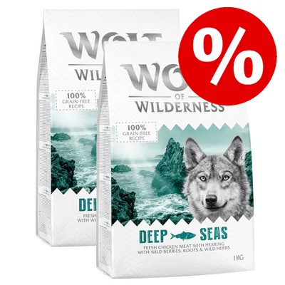 Wolf of Wilderness Deep Seas, 100% grain-free recipe, svježe pileće meso s haringom, šumskim bobicama, korijenjem i začinskim biljem, 1 kg, promotivna ponuda