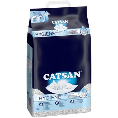 Catsan Hygiene Plus Non-Clumping Odour Control Cat Litter Economy Pack: 2 x 20l