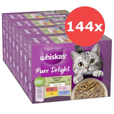 Jumbopack Whiskas Pure Delight Portionsbeutel 144 x 85 g