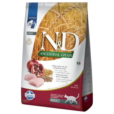 N&D Cat Ancestral Grain Chicken & Pomegranate Adult - 5 kg N&D Cat Ancestral Grain Chicken & Pomegranate Adult - 5 kg