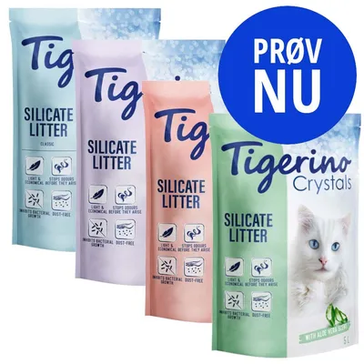 Tigerino Crystals Silicate Litter kattegrus, flere varianter. Tekst: Light & economical, stops odours before they arise, inhibits bacterial growth, dust-free. Prøv nu.