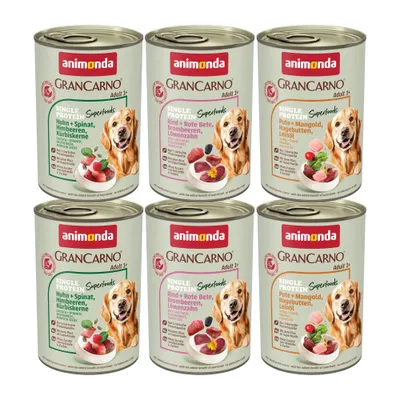 Sparpaket animonda GranCarno Adult Single Protein Superfoods 24 x 400 g - Mix (3 Sorten gemischt) Sparpaket animonda GranCarno Adult Single Protein Superfoods 24 x 400 g - Mix (3 Sorten gemischt)