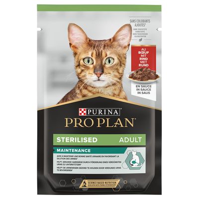 PURINA PRO PLAN Sterilised Adult Maintenance Ekonomipack: 24 x 85 g Sterilised Nötkött