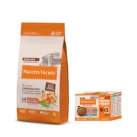 Croquettes Nature's Variety Adult 7 kg + Bouchées en sauce 12 x 85 g offerts ! - No Grain Sterilised saumon de Norvège