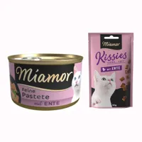 Boîtes Miamor 12 x 85 g + Friandises Miamor Kissies canard 50 g offertes ! - Canard