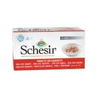 Lot Schesir Small en gelée 24 x 50 g pour chat - thon, crevettes en gelée