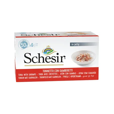 Lot Schesir Small en gelée 24 x 50 g pour chat - thon, crevettes en gelée Lot Schesir Small en gelée 24 x 50 g pour chat - thon, crevettes en gelée