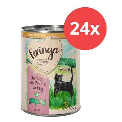 Feringa Country Style Adult Katzenfutter, Sorte Chicken with Pork & Turkey, 400g, Multipack mit 24 Dosen. Feringa Country Style Adult Katzenfutter, Sorte Chicken with Pork & Turkey, 400g, Multipack mit 24 Dosen.