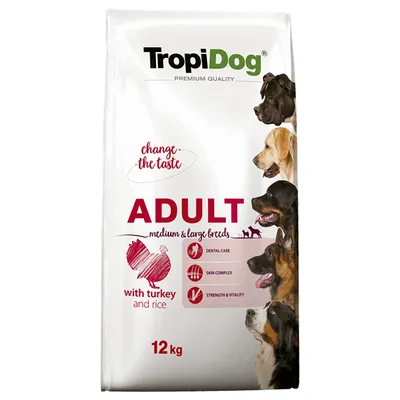 Tropidog Premium Adult Medium/Large, Tacchino e Riso - 12 kg