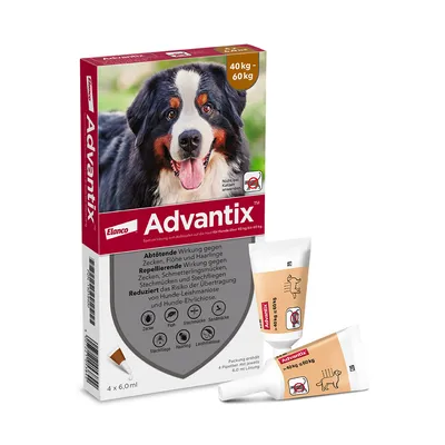 Advantix® 600 Spot-on für Hunde, von 40 bis 60 kg - Sparpaket: 2 x 4 Pipetten x 6,0 ml