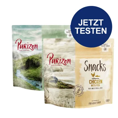 Purizon Snacks Chicken with Fish, 100% Fleisch, Fisch & Leber, sanft gefriergetrocknet. Jetzt testen. Purizon Snacks Chicken with Fish, 100% Fleisch, Fisch & Leber, sanft gefriergetrocknet. Jetzt testen.