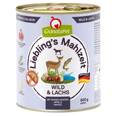 GranataPet Liebling's Mahlzeit 12 x 800g - dog wet food - Venison & Salmon