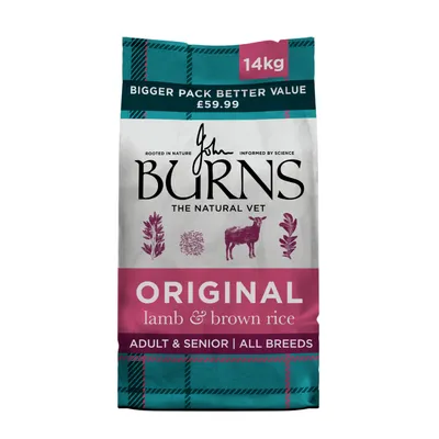 14kg Burns Dry Dog Food - 12kg + 2kg Free! * - Adult & Senior Original Lamb & Brown Rice (14kg) 14kg Burns Dry Dog Food - 12kg + 2kg Free! * - Adult & Senior Original Lamb & Brown Rice (14kg)