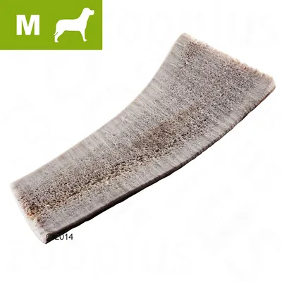 Sezione di corno naturale per cani, taglia M indicata da icona verde con silhouette di cane e lettera M in alto a sinistra. Sezione di corno naturale per cani, taglia M indicata da icona verde con silhouette di cane e lettera M in alto a sinistra.