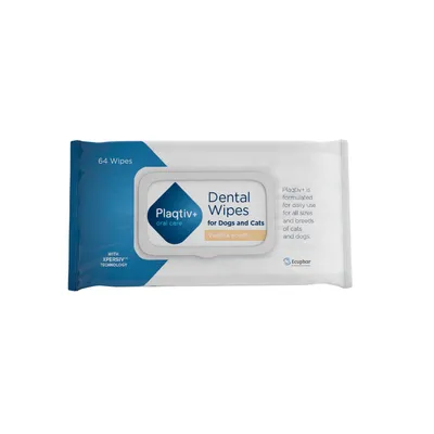 Plaqtiv+ Oral Care toallitas dentales aroma vainilla - 64 unidades