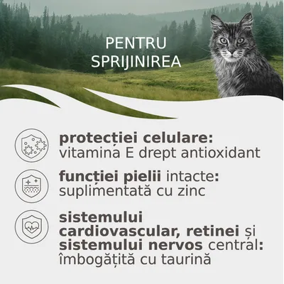 protecției celulare: vitamina E drept antioxidant; funcției pielii intacte: suplimentată cu zinc; sistemului cardiovascular, retinei și sistemului nervos central: îmbogățită cu taurină