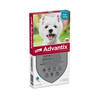 Advantix® petit chien, de 4 kg à 10 kg 4 mois de protection (4 pipettes)