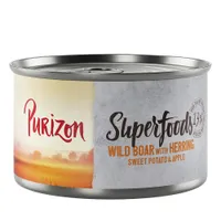Purizon Superfoods 12 x 140 g - Wildschwein mit Hering, Süsskartoffel und Apfel