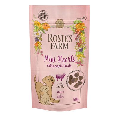 Rosie's Farm Snacks Puppy & Adult "Mini Hearts" bárány 3 x 50 g