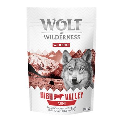 Lot Wolf of Wilderness Bouchées 3 x 180 g pour chien MINI High Valley - bœuf & poulet (petits cubes)