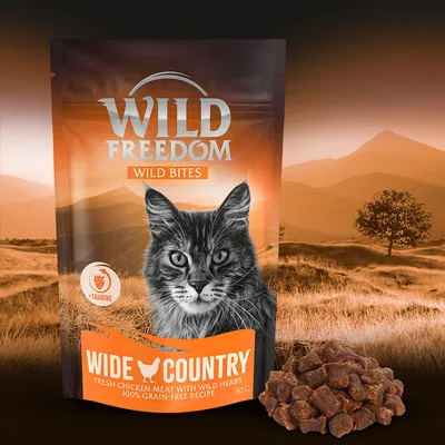 Wild Freedom Wild Bites Wide Country. Carne fresca di pollo con erbe selvatiche, ricetta 100% senza cereali, taurina, 80g.