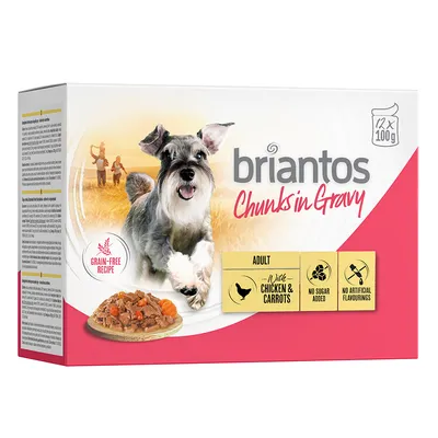 Briantos Chunks in Gravy 12 x 100 g - Kip & Wortel Briantos Chunks in Gravy 12 x 100 g - Kip & Wortel