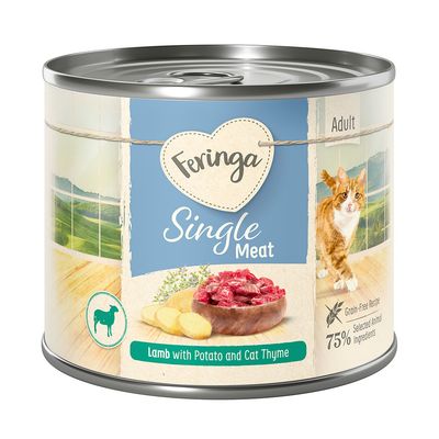 Feringa Single Meat Menu 12 x 200 g Kattenvoer Lam met Aardappel & Kattengamander