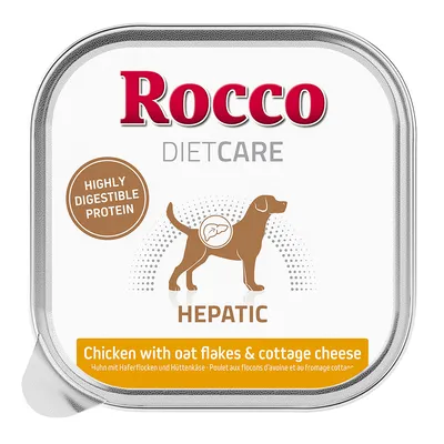 Barquettes Rocco Diet Care Hepatic poulet, flocons d'avoine, cottage cheese 150 g pour chien 20 x 150 g Barquettes Rocco Diet Care Hepatic poulet, flocons d'avoine, cottage cheese 150 g pour chien 20 x 150 g