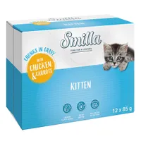 Smilla verse zakjes Kitten Hapjes in saus met groenten - Kip en Wortelen (12 x 85 g)