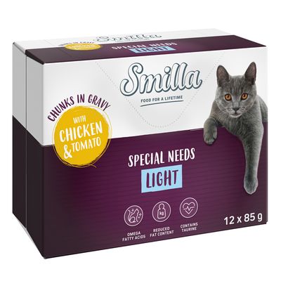 Smilla Frischebeutel Adult Light Häppchen in Sauce mit Gemüse Huhn und Tomate (12 x 85 g)