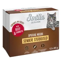 Smilla Senior Sterilised Bocconcini in Salsa con Verdure Busta umido gatto - 12 x 85 g Manzo e Carote