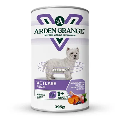 Arden Grange Vetcare Renal, hydrolysed chicken with sweet potato, Kidney Care, 1+ adult, 395g can, vet approved.