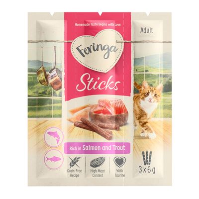 Feringa Sticks con salmón y trucha para gatos 3 x 6 g