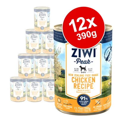 Ziwi Peak New Zealand Free Range Chicken Recipe, 12x390g blikken. 91% kip, organen en groenlipmosselen. Zonder granen, soja of vulstoffen. Voor alle honden en levensfasen. Ziwi Peak New Zealand Free Range Chicken Recipe, 12x390g blikken. 91% kip, organen en groenlipmosselen. Zonder granen, soja of vulstoffen. Voor alle honden en levensfasen.