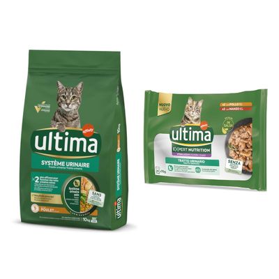 7,5 kg / 10 kg Ultima Crocchette + 4 x 70 g / 8 x 85 g Umido per gatti gratis! 10 kg Urinary Tract Pollo + 4 x 70 g Expert Nutrition Urinary Pollo & Manzo
