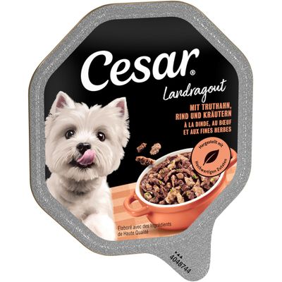 Cesar Country Ragout with Turkey, Beef and Herbs. Made with high-quality ingredients. Prepared with high-quality ingredients.
