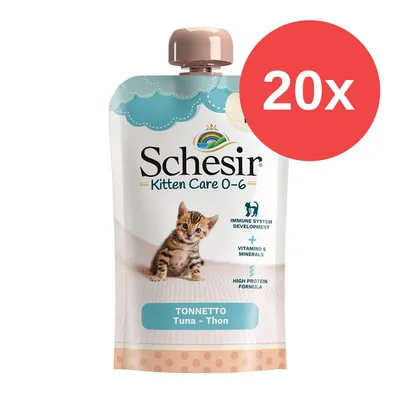 Schesir Kitten Care 0-6, Tonnetto Thunfisch, Immune System Development, Vitamins & Minerals, High Protein Formula. Packung mit 20 Stück.