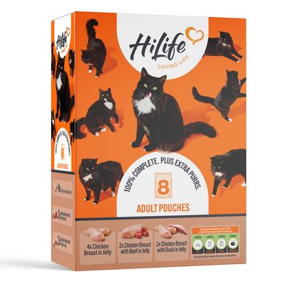 HiLife Cat Pouches in Jelly 8 x 70g Chicken Selection