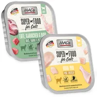 Sparpaket MAC's Cat Schale 32 x 100 g - Mix Huhn Pur & Ente, Kaninchen, Rind