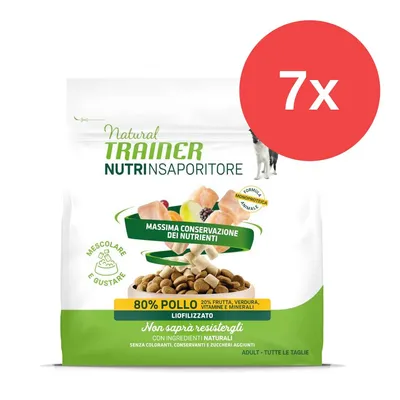 Natural Trainer Nutrisaporitore, 80% Huhn, gefriergetrocknet, mit Obst, Gemüse, Vitaminen und Mineralien. Ohne Farbstoffe, Konservierungsstoffe oder Zuckerzusatz. Packung für Erwachsene, alle Größen.