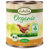 Lukullus Organic Adult, poulet & carottes (sans gluten) pour chien - 6 x 800 g